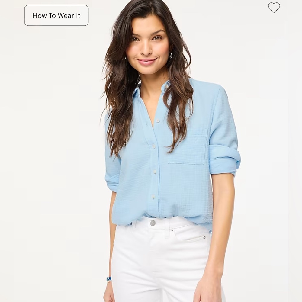 Jcrew Gauze Button Up - Light Blue
